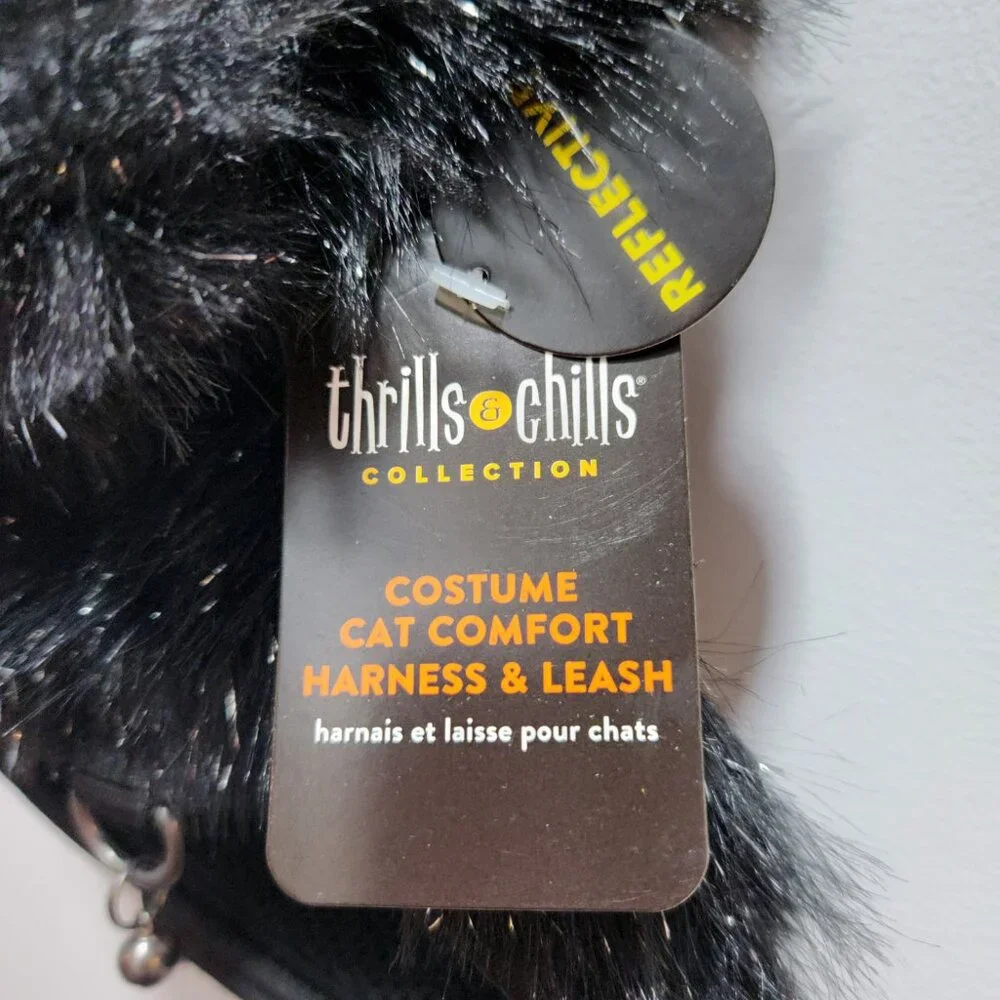 Thrills & Chills Cat Costume Comfort Harness & Leash, Black